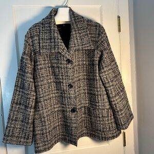 Women's Classic Pendelton Coat | XL | Black/white tweed | 100% wool
